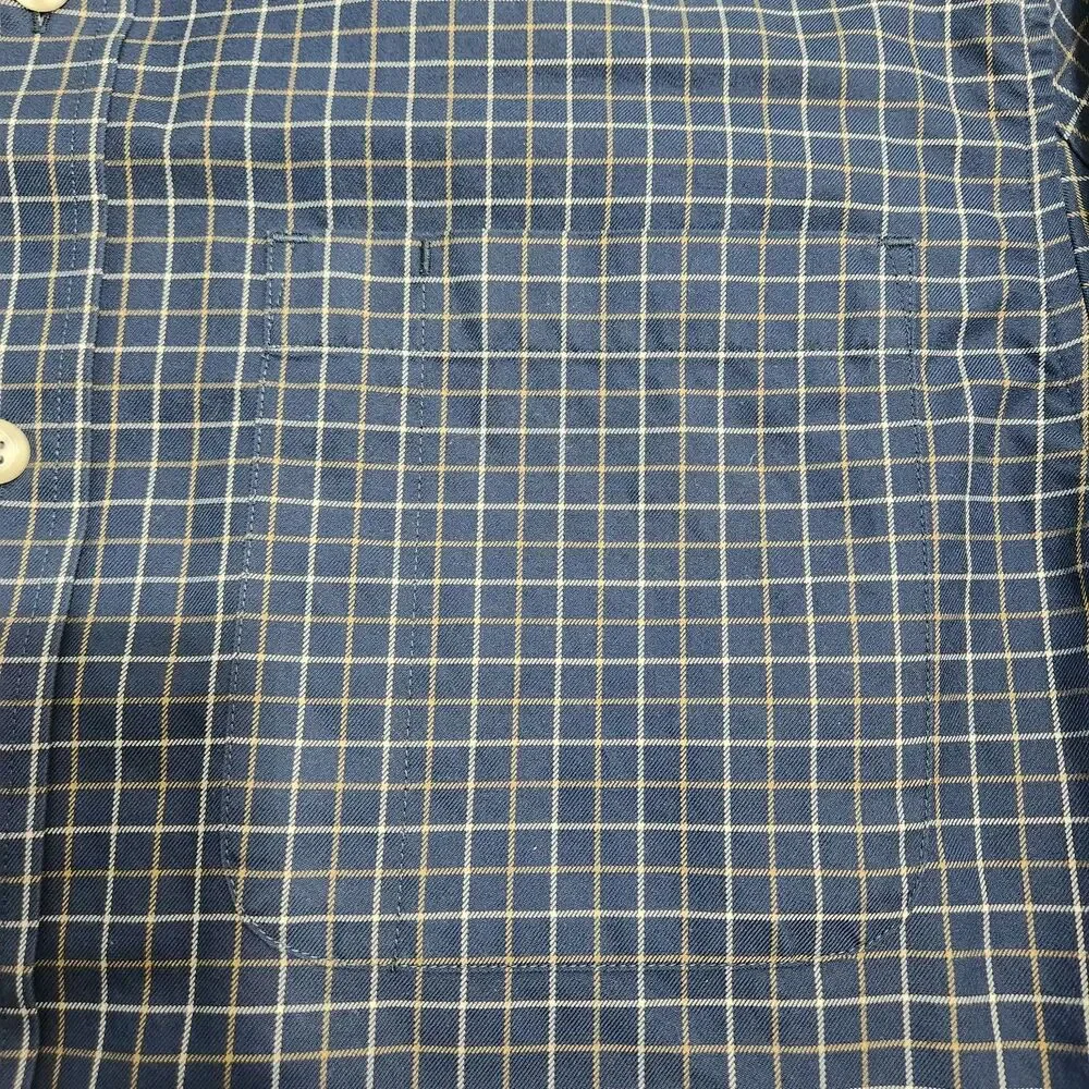 Duluth Trading Co. Dress Shirt Men M Blue Plaid Check Button Down Long Sleeve